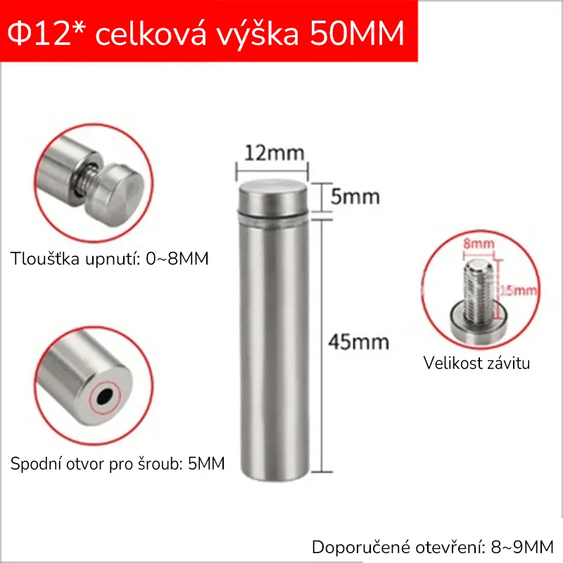 Nerezový distanční šroub  Ø 12 x 50 mm