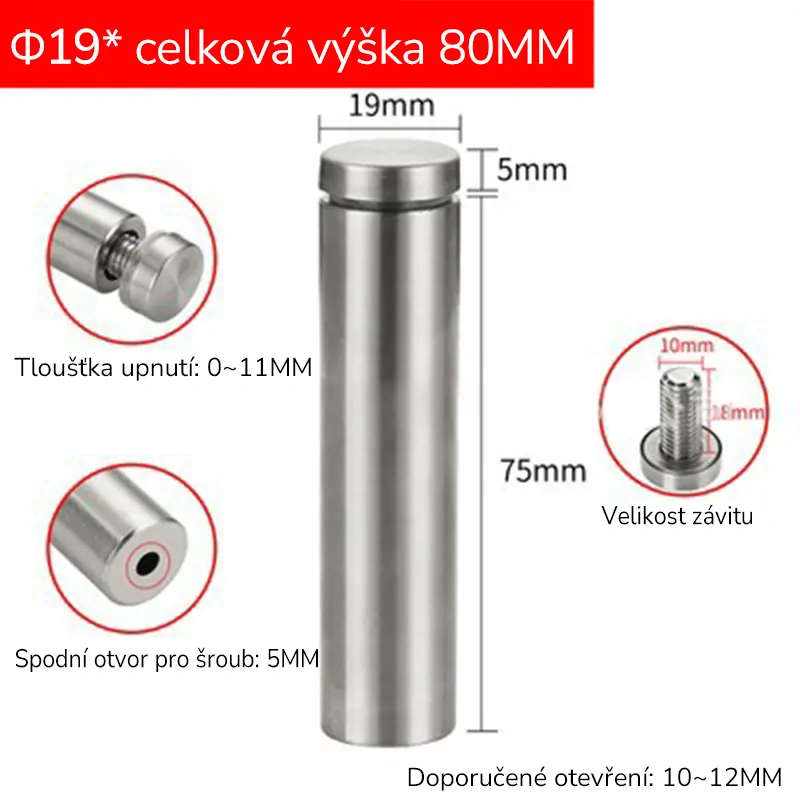 Nerezový distanční šroub  Ø 19 x 80 mm