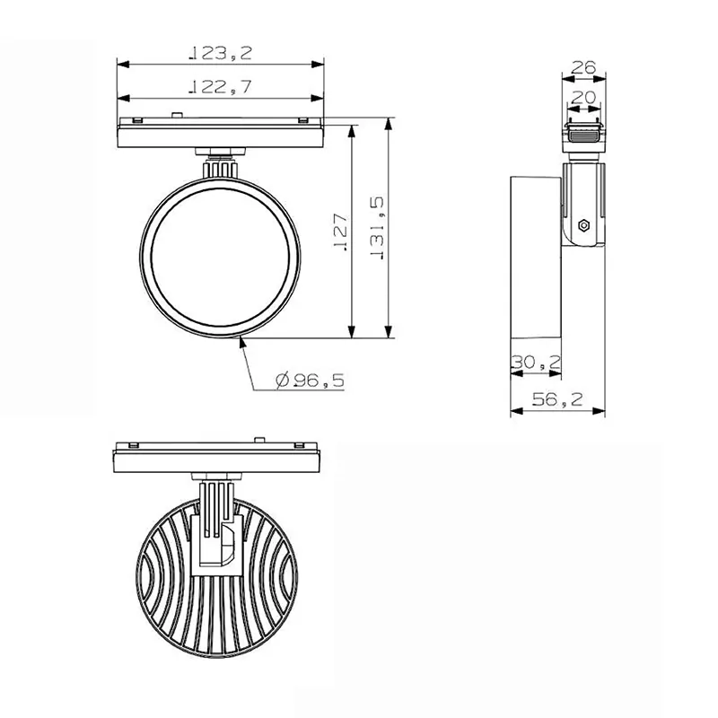 Kolejnicový magnetický kulatý osvětlení A
