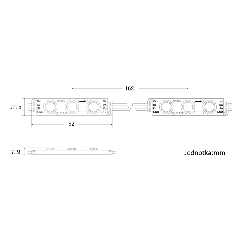 LED moduly RGB 0,72W 12V  Studenná bílá 
